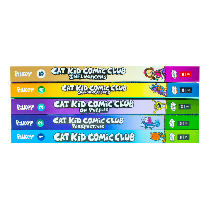Cat Kid Comic Club Series Collection 5 Books Set By Dav Pilkey (Cat Kid Comic Club, Perspectives, On Purpose, Collaborations & Influencers)