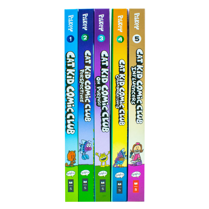 Cat Kid Comic Club Series Collection 5 Books Set By Dav Pilkey (Cat Kid Comic Club, Perspectives, On Purpose, Collaborations & Influencers)