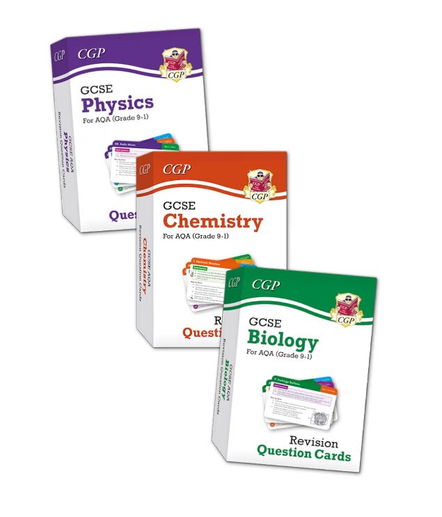 GCSE AQA Combined Science Revision Question Cards 3 Pack Set (Chemistry, Physics, Biology)