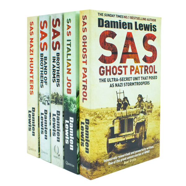 Damien Lewis SAS Collection 5 Books Set (Nazi Hunters, Italian Job, Band of Brothers, Band of Brothers, Brothers in Arms, Ghost Patrol)
