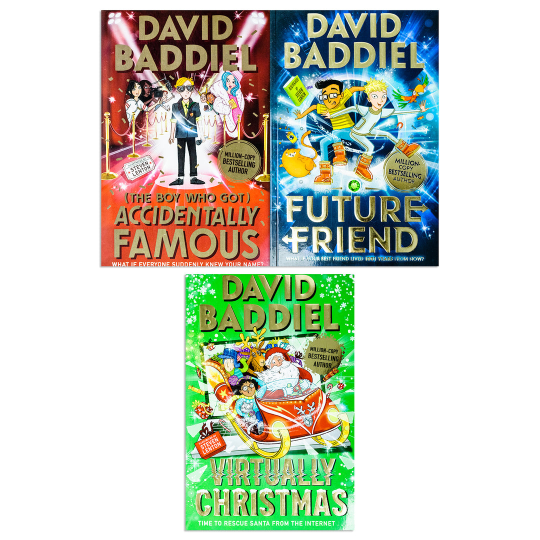 David Baddiel 3-Book Collection Set | The Boy Who Got Accidentally Famous, Future Friend, Virtually Christmas | Funny Kids Stories & Imaginative Fun