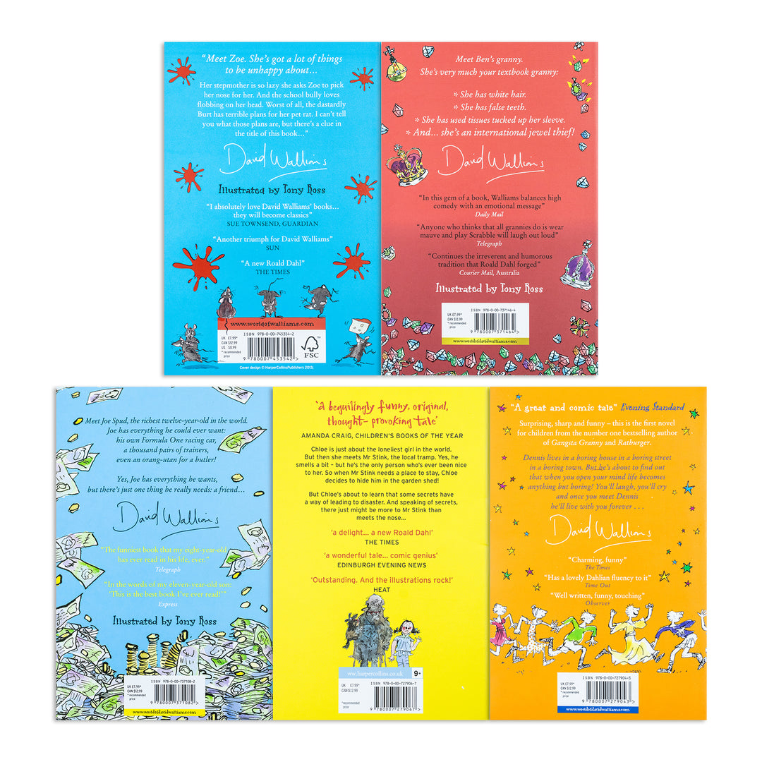 The World Of David Walliams Collection - 5 Paperback Books for Kids (Shrinwrap)