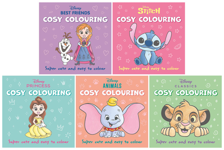 Disney Cosy Colouring Collection 5 Books Set – Stitch, Princess, Animals, Best Friends & Classics