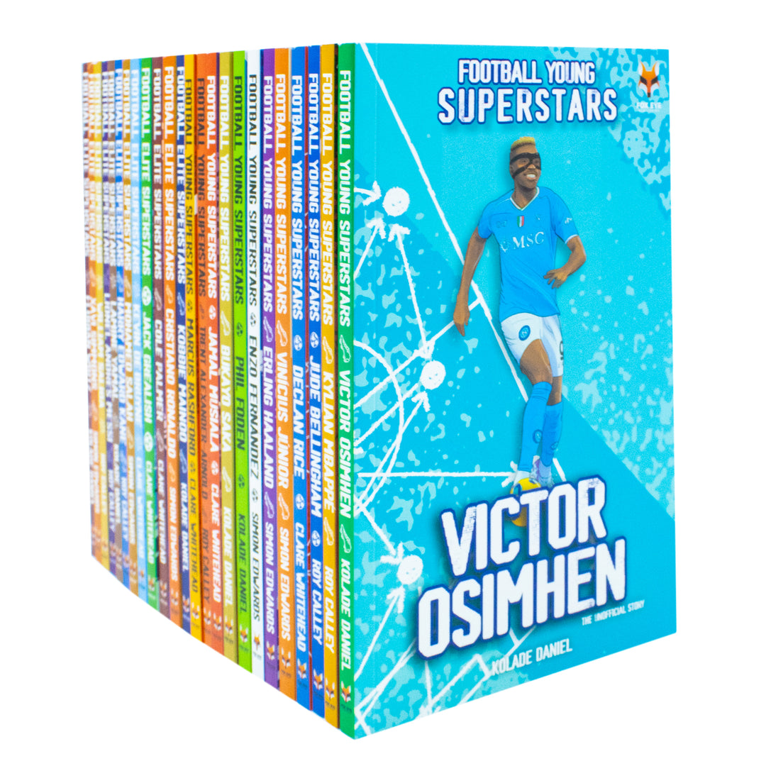 Football Superstars 24 Book Set Collection: (Ronaldo, Lamine Yamal, Salah, Harry Kane, De Bruyne, Messi, Saka, Haaland, Mbappe, Bellingham, Fernandez, Rashford)