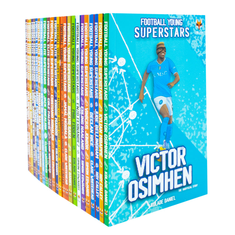 Football Superstars 24 Book Set Collection: (Ronaldo, Lamine Yamal, Salah, Harry Kane, De Bruyne, Messi, Saka, Haaland, Mbappe, Bellingham, Fernandez, Rashford)
