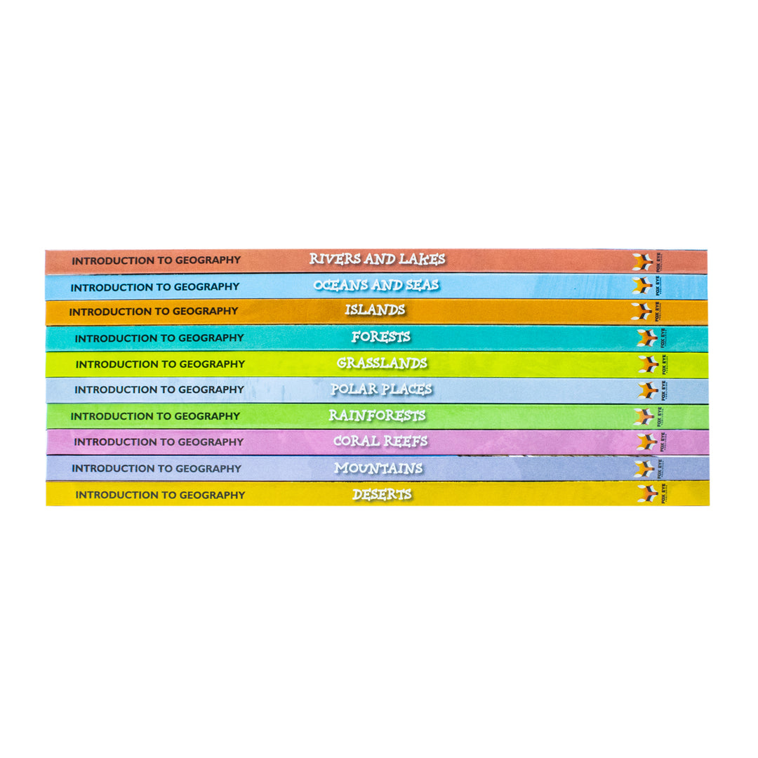 Childrens Introduction To Geography For Beginners 10 Hardback Book Collection Set:: (Coral Reefs, Deserts, Forests, Grasslands, Islands, Mountains, ... Polar Places, Rainforests, Rivers and Lakes)