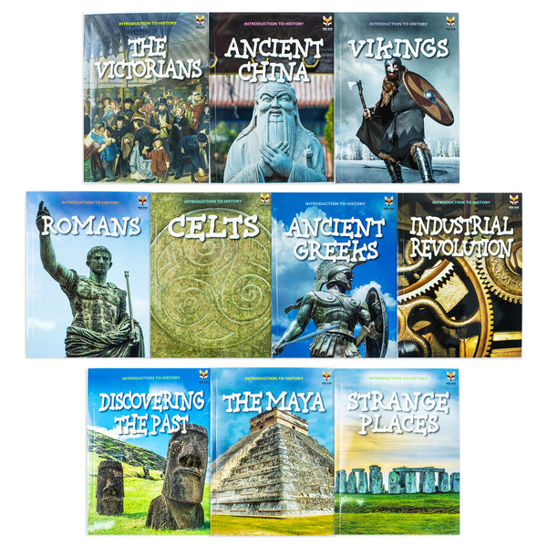 Children Introduction to History for Beginners (series 1) 10 Book Collection set: (Ancient China, Ancient Greek, Industrial Revolution, Celts, ... ... Strange Places, The Victorians, Vikings)