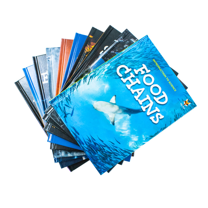 Children Introduction To Science For Beginners (Series 1) 10 Hardback Book collection Set: (Astronomy, Electricity, Food Chains, Forces And Motion, ... Storms, Sun, Moon And Stars, Volcanoes)