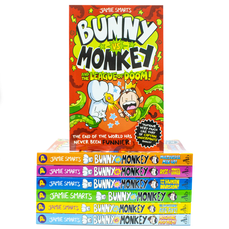 Bunny vs Monkey 7-Book Paperback Collection Set by Jamie Smart – Funny Adventure & Laugh-Out-Loud Illustrated Children’s Stories for Ages 5–9