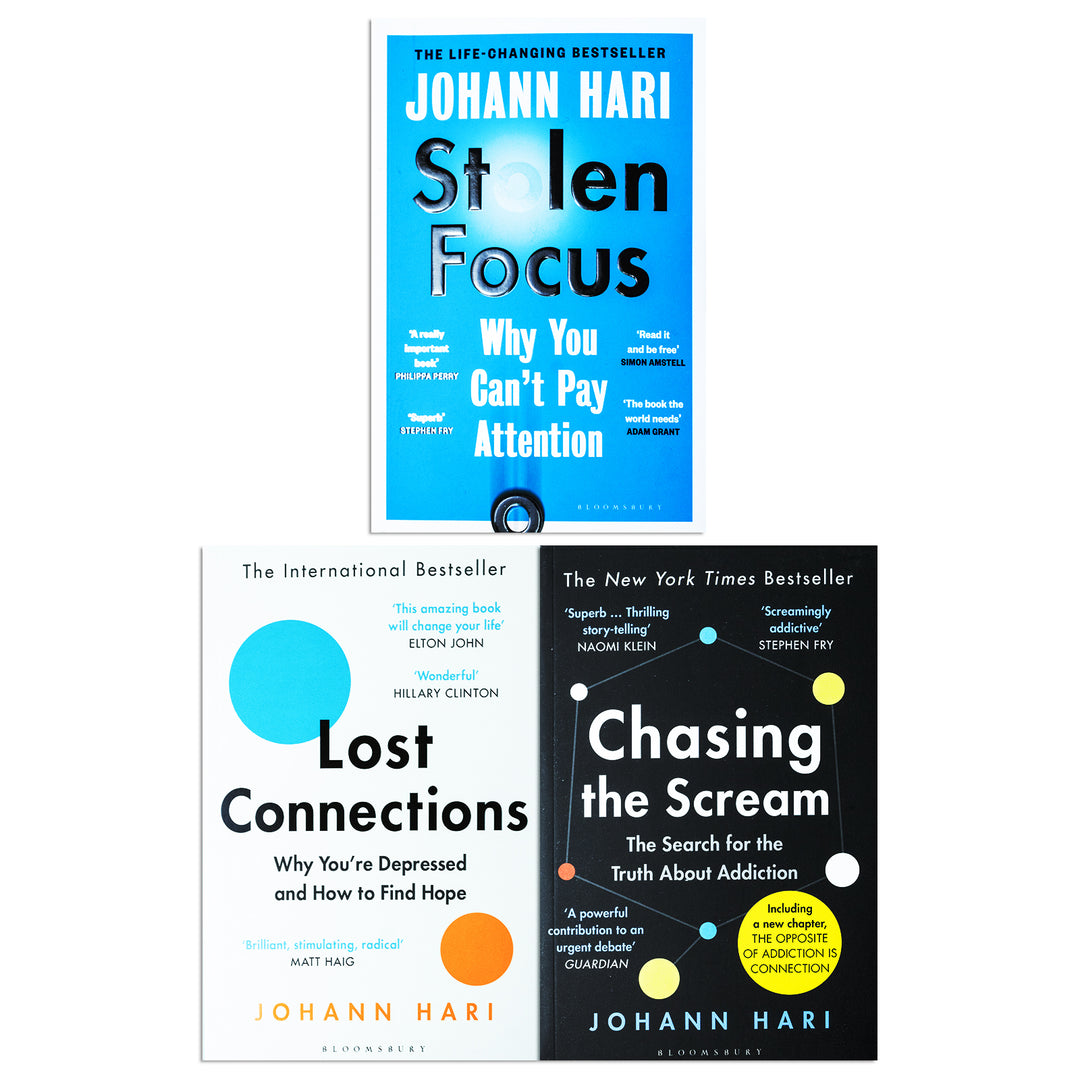 Johann Hari 3-Book Collection – Stolen Focus, Chasing the Scream & Lost Connections | Powerful Nonfiction on Mental Health, Addiction & Society