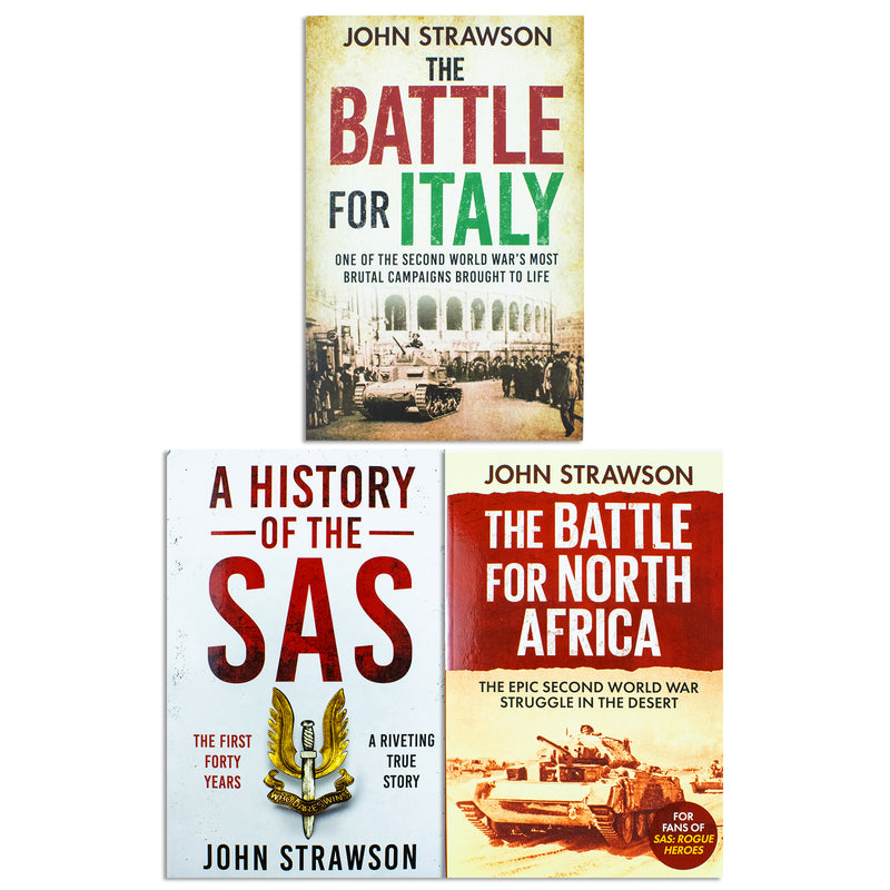 John Strawson Collection 3 Books Set (The Battle for Italy, The Battle for North Africa & The History of the SAS)