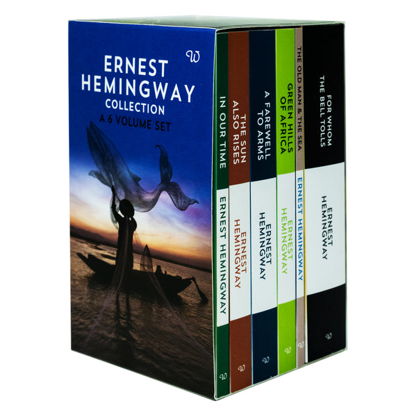 Ernest Hemingway Collection 6 Books Set (For Whom The Bell Tolls, The Old Man and the Sea, Green Hills of Africa, A Farewell To Arms, The Sun Also Rises & In Our Time)