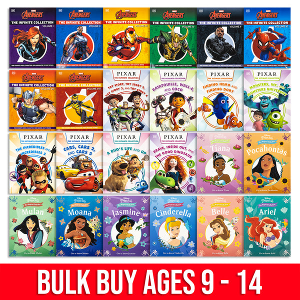 Bulk Buy New Children's Fiction Collection 24 Book Set By DK (Marvel Avengers, Disney Princess, Pixar)