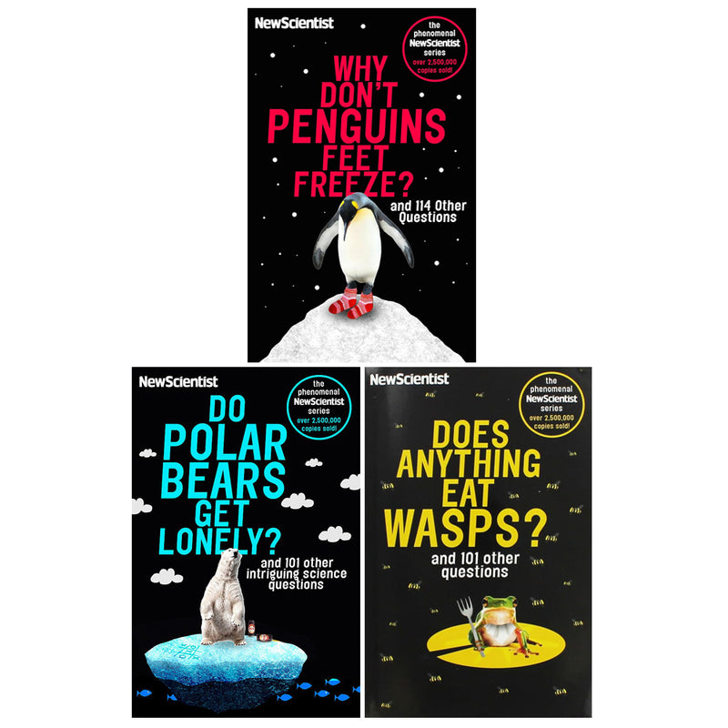 New Scientist 3 Books Set (Does Anything Eat Wasps, Why Don't Penguins Feet Freeze, Do Polar Bears Get Lonely)