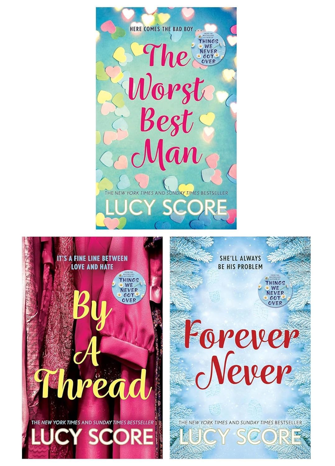 Lucy Score 3 Book Collection Set – The Worst Best Man, By a Thread & Forever Never | Romance Fiction, Love Stories, Humor & Women’s Bestsellers