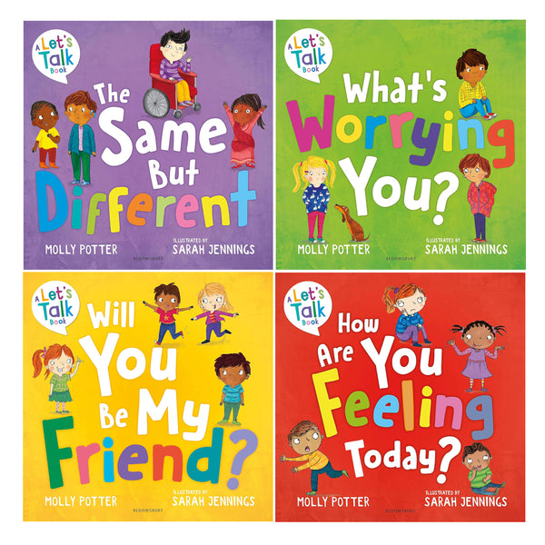 A Let's Talk 4 Book Collection Set By Molly Potter & Sarah Jennings (The Same But Different, Will You Be My Friend, What's Worrying You & How Are You Feeling Today)