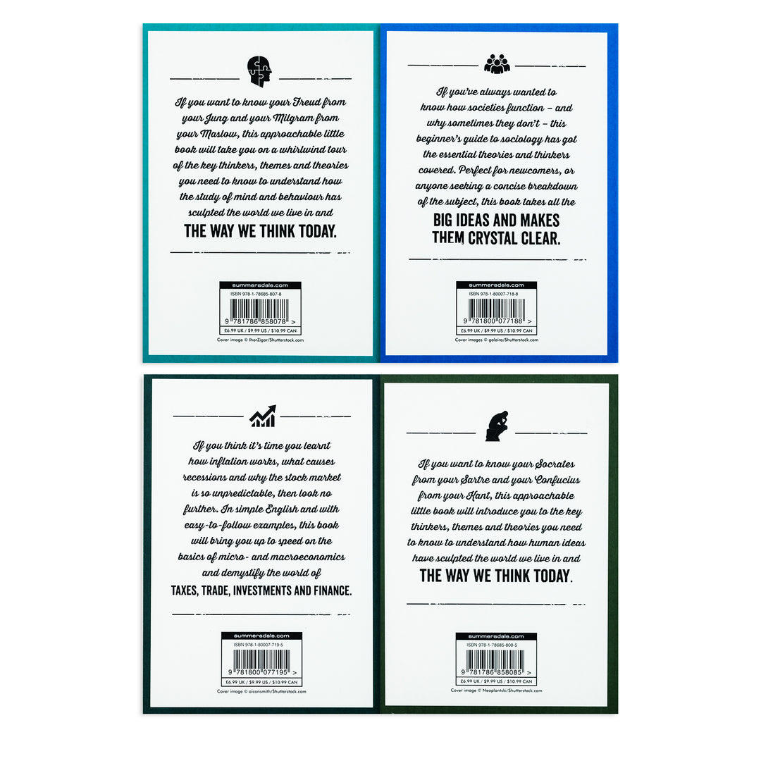 The Little Book of Philosophy, Sociology, Economics & Psychology| 4 Book Collection Set |Non-Fiction, Education, Learning, Insight & Critical Thinking
