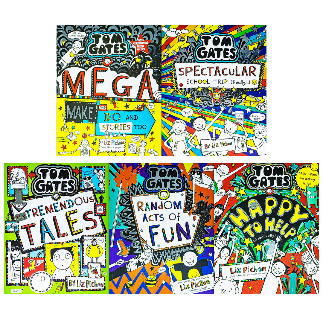 Tom Gates Series 16–20 Collection – 5 Books Set by Liz Pichon | Funny Children's Fiction for Kids, Full of Humor, School Adventures & Creativity