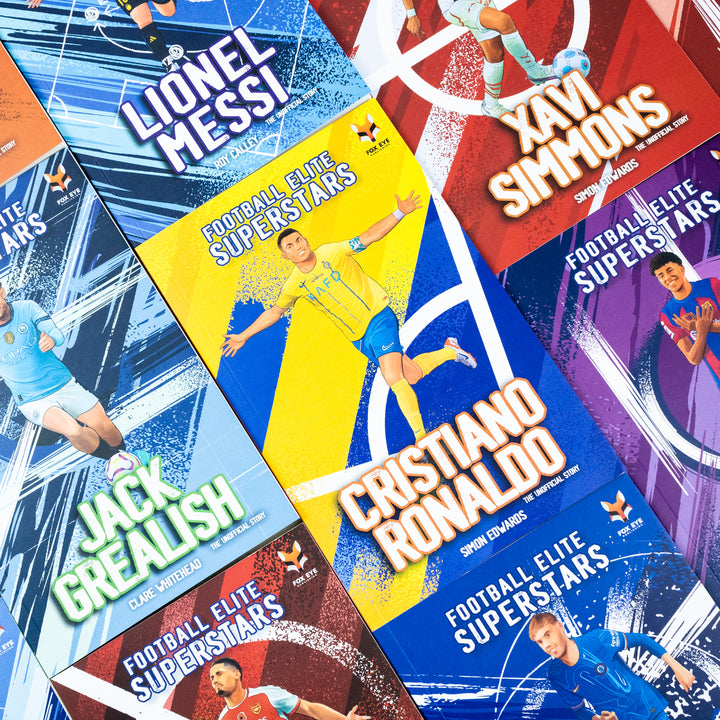 Football Elite Superstars 12 Books Box Set: Ronaldo, Messi, Salah, Harry Kane, Lamine Yamal, Kevin De Bryune, Kobbie Mainoo, Jack Grealish, Simmons, Wirtz, Palmer, Saliba