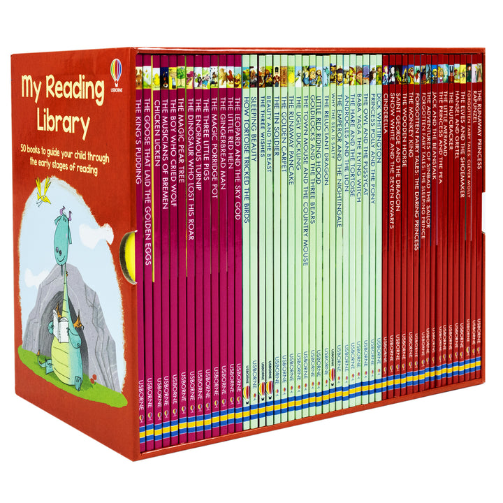 Usborne My Second Reading Library – 50 Books Box Set Collection (Red)| Engaging Children's Books for Learning, Fun & Reading Skills (Age 6+)