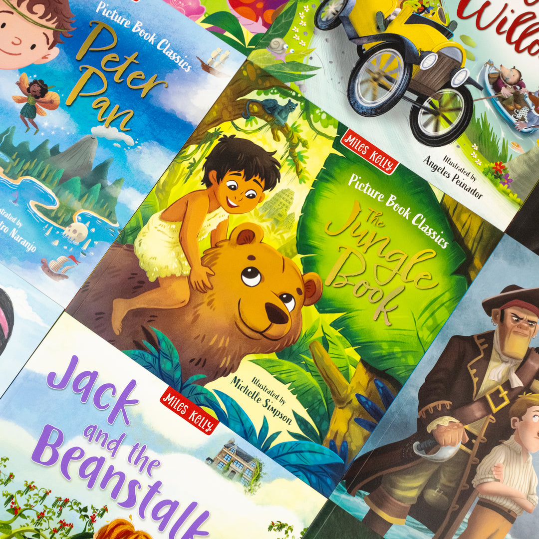 Children Classic Fairytale Bed Time Stories Adventure 10 Picture Books Collection Set - Aladdin Jack And The Beanstalk Peter Pan Snow White The Wizard of Oz and other stories