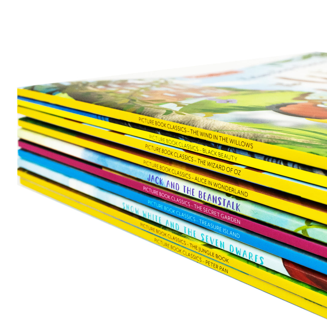 Children Classic Fairytale Bed Time Stories Adventure 10 Picture Books Collection Set - Aladdin Jack And The Beanstalk Peter Pan Snow White The Wizard of Oz and other stories