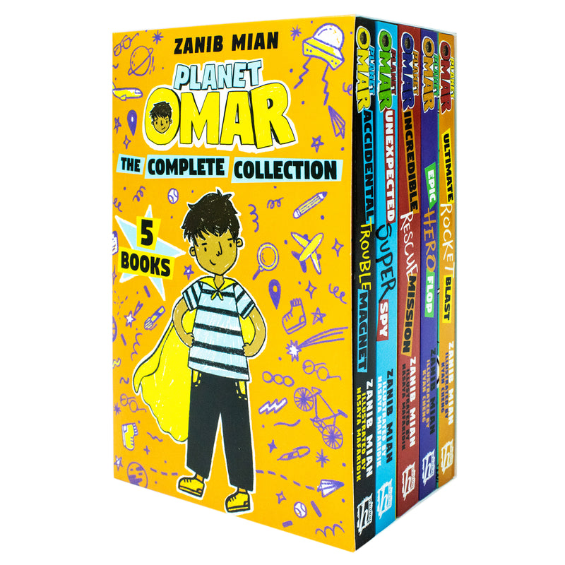 Planet Omar 5 Books Box Set By Zanib Mian(Rocket Blast,Her0o Flop,Rescue Mission,Super Spy,Trouble Magnet)