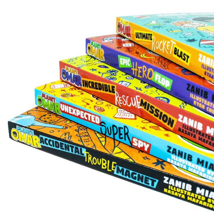 Planet Omar 5 Books Box Set By Zanib Mian(Rocket Blast,Hero Flop,Rescue Mission,Super Spy,Trouble Magnet)