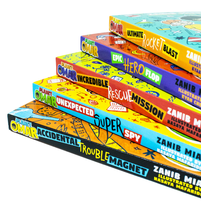 Planet Omar 5 Books Box Set By Zanib Mian(Rocket Blast,Her0o Flop,Rescue Mission,Super Spy,Trouble Magnet)