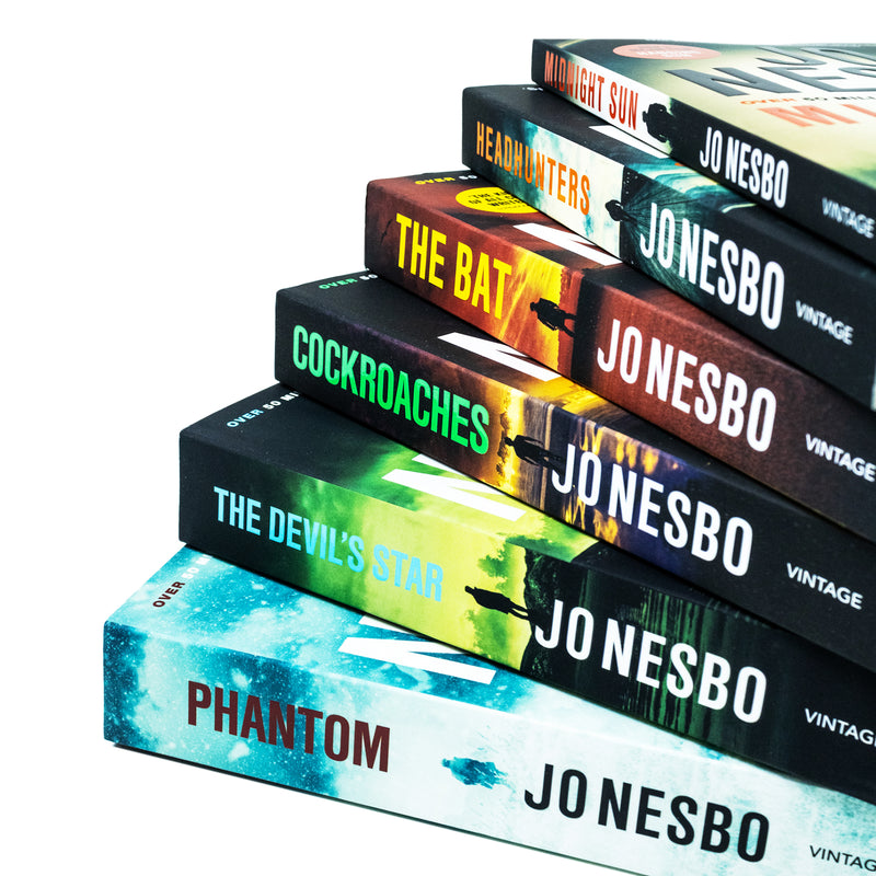 Jo Nesbo 6 Books Collection Set (The Bat, Headhunters, Cockroaches, The Devil's Star, Phantom, Midnight Sun)