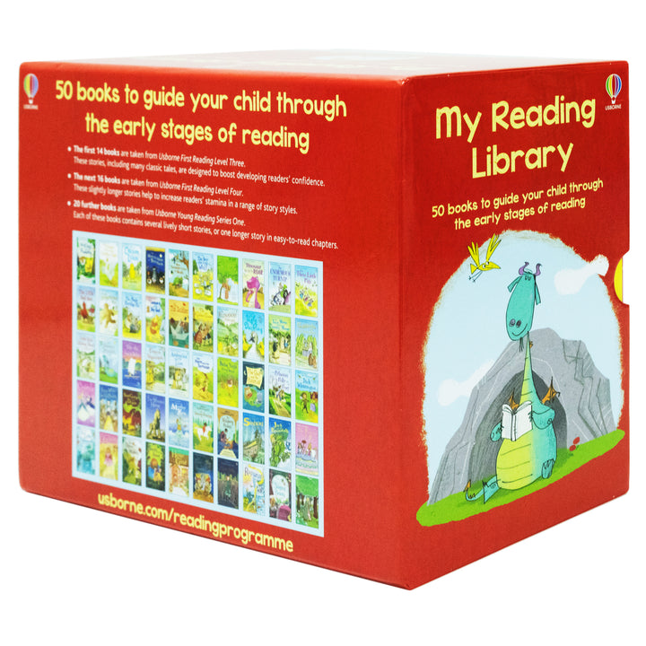 Usborne My Second Reading Library – 50 Books Box Set Collection (Red)| Engaging Children's Books for Learning, Fun & Reading Skills (Age 6+)