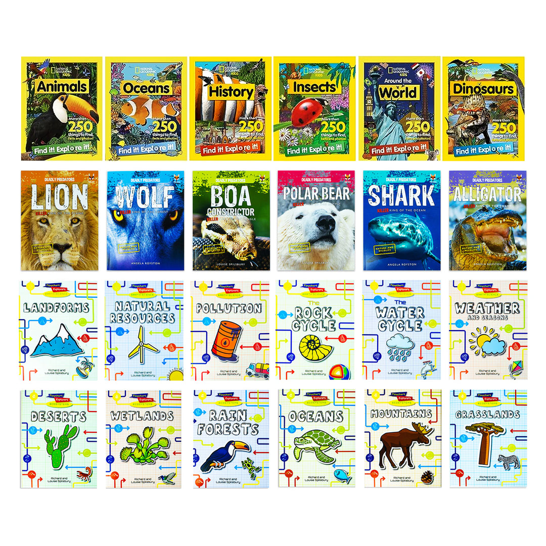 National Geographic Kids Mega 24-Book Set- Predators, Earth Science & Ecosystems - Fun Nonfiction STEM Books for Curious Kids