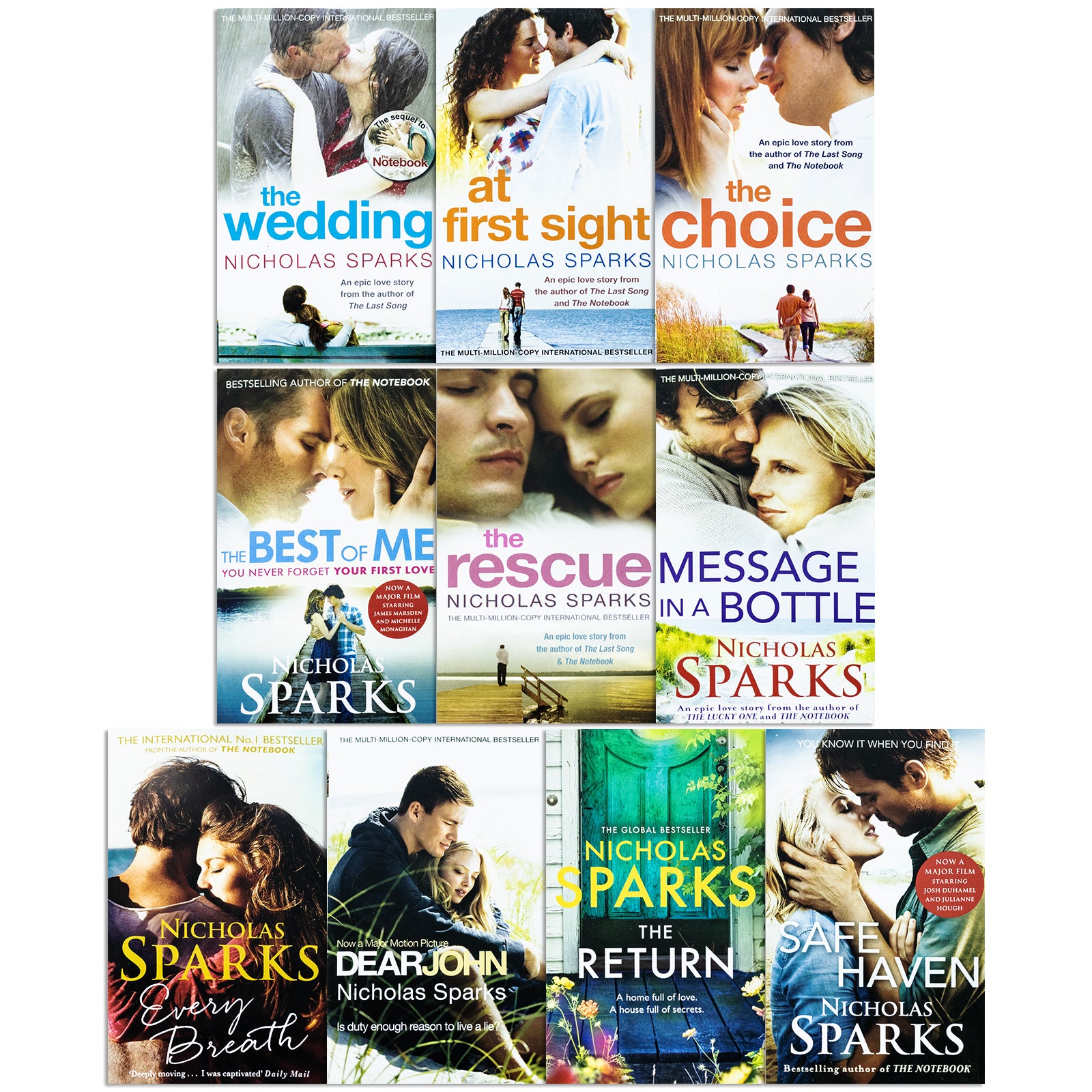 Nicholas Sparks 10 Books Set (Wedding,At First Sight,Choice,Best