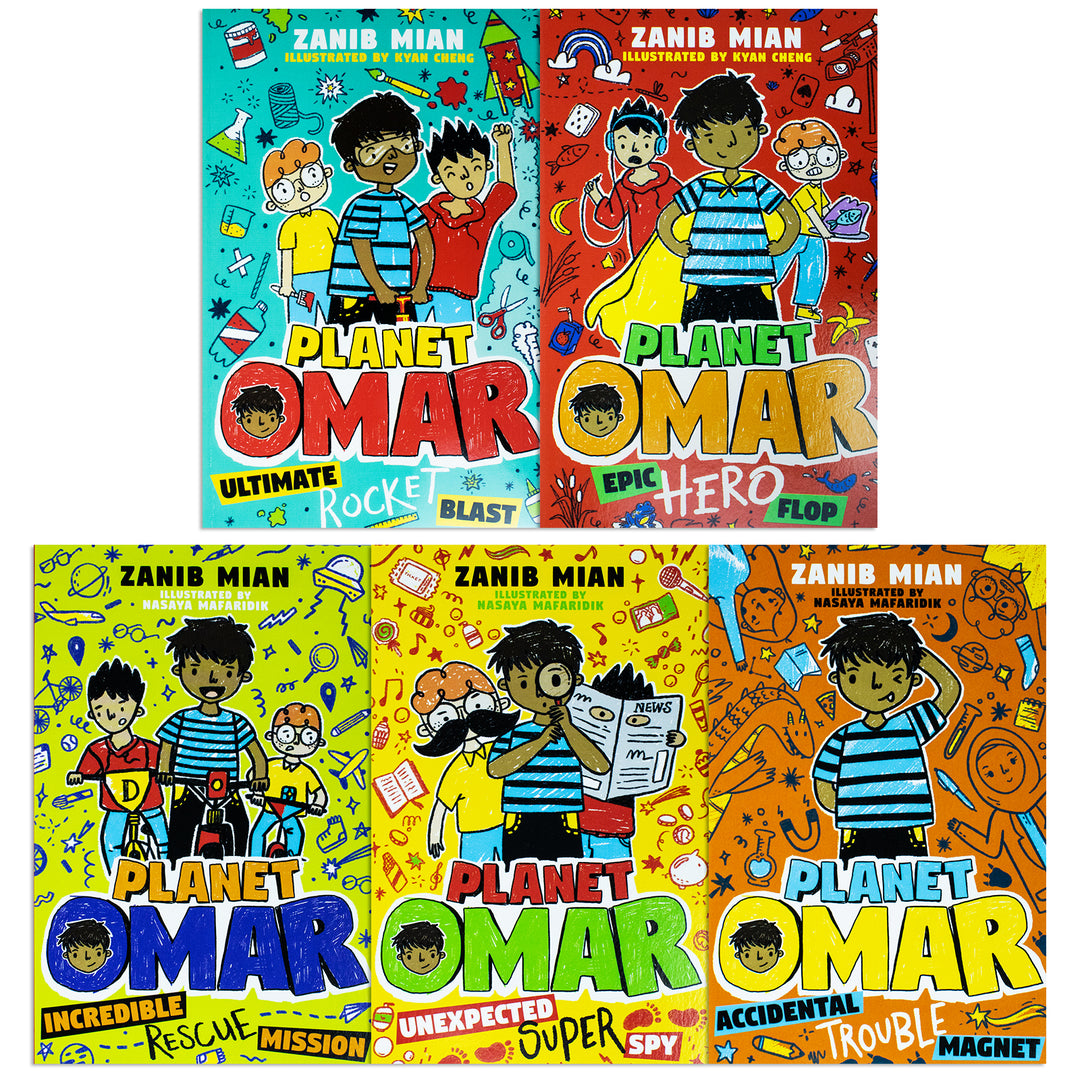 Planet Omar 5 Books Box Set By Zanib Mian(Rocket Blast,Hero Flop,Rescue Mission,Super Spy,Trouble Magnet)