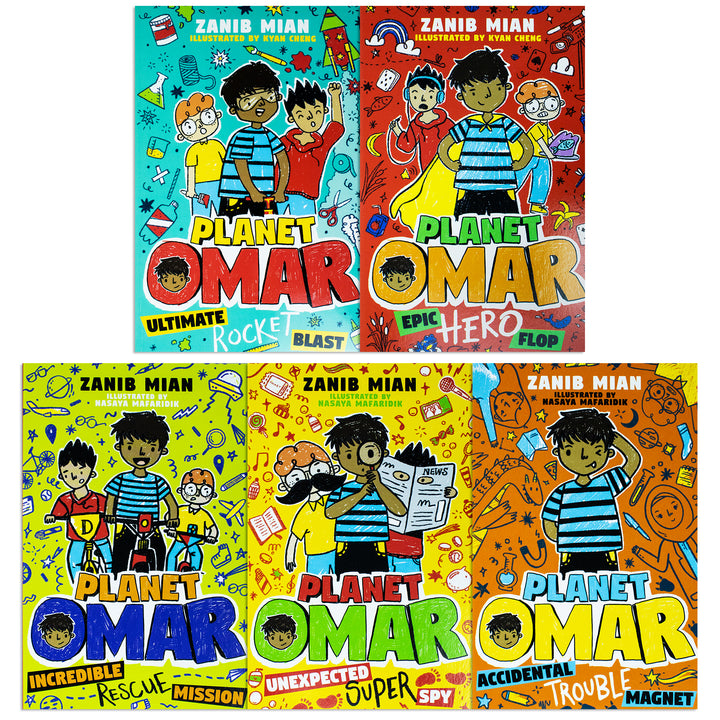 Planet Omar 5 Books Box Set By Zanib Mian(Rocket Blast,Hero Flop,Rescue Mission,Super Spy,Trouble Magnet)