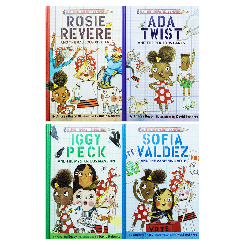 Questioneers Chapter 4 Books Set by Andrea Beaty (Sofia Valdez, Iggy Peck, Ada Twist, Rosie Revere)