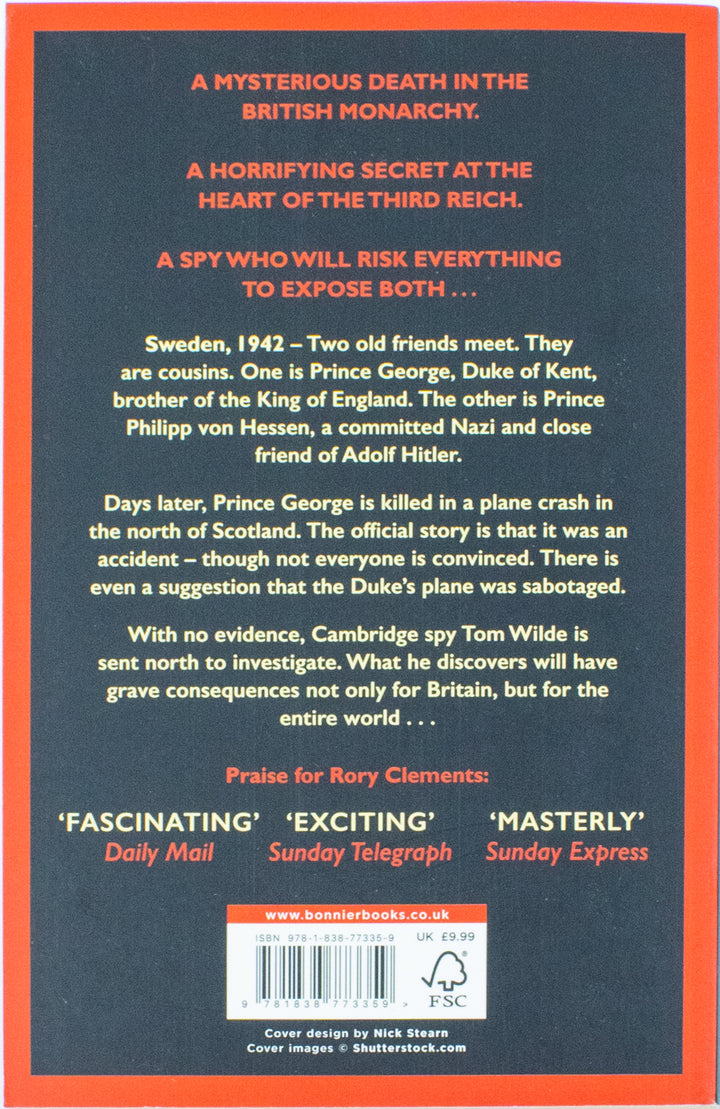 Rory Clements Tom Wilde Series 2 Books Collection Set (Hitler's Secret & A Prince and a Spy)
