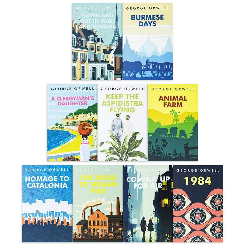 The Greatest Works of George Orwell 9 Books Set Collection Homage to Catalonia, Burmese Days, 1984 & More