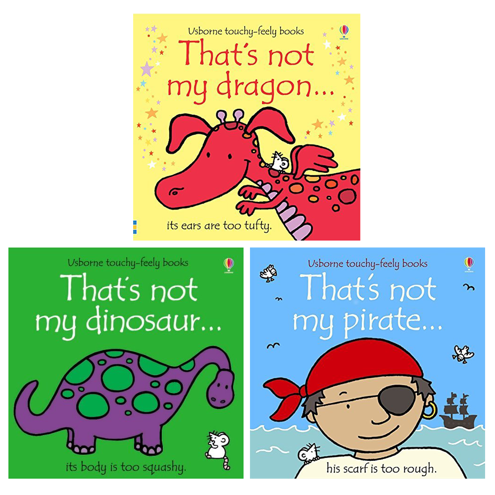 That's Not My Touchy-Feely 3 Books Collection Set by Fiona Watt | Pirate, Dinosaur & Dragon | Usborne Touchy-Feely Board Books