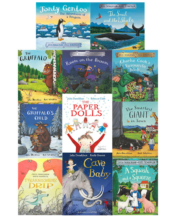 Julia Donaldson 11 Picture Book Collection Set-  The Gruffalo, Jonty Gentoo: The Adventures of a Penguin, The Snail and the Whale & More