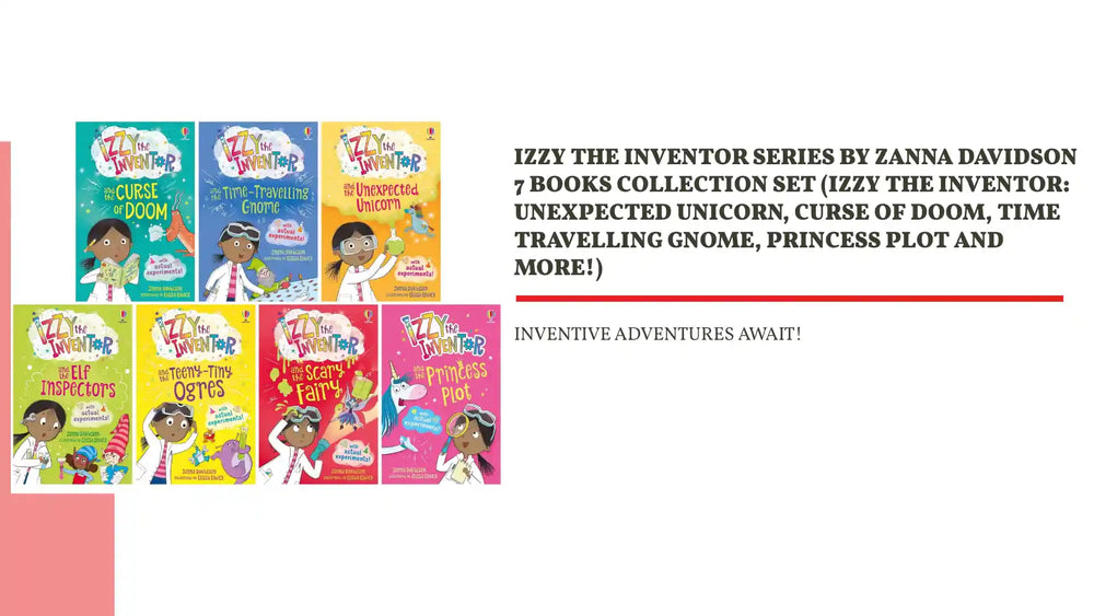 Izzy the Inventor Series By Zanna Davidson 7 Books Collection Set (Izzy the Inventor: Unexpected Unicorn, Curse of Doom, Time Travelling Gnome, Princess Plot AND MORE!) by@Outfy