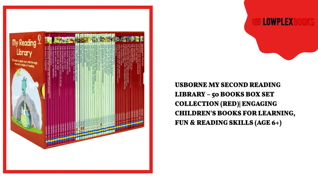 Usborne My Second Reading Library &ndash; 50 Books Box Set Collection (Red)| Engaging Children's Books for Learning, Fun &amp; Reading Skills (Age 6+) by@Outfy