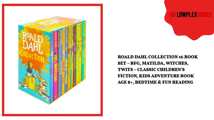 Roald Dahl Collection 16 Book Set &ndash; BFG, Matilda, Witches, Twits &ndash; Classic Children's Fiction, Kids Adventure Book Age 8+, Bedtime &amp; Fun Reading by@Outfy