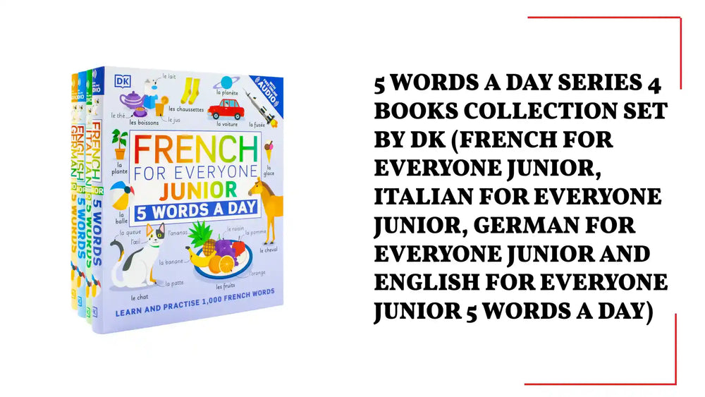 5 Words a Day series 4 Books Collection Set By DK (French for Everyone Junior, Italian for Everyone Junior, German for Everyone Junior and English for Everyone Junior 5 Words a Day) by@Outfy