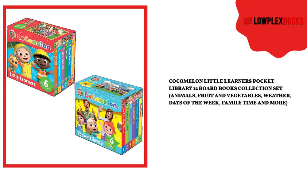 Cocomelon Little Learners Pocket Library 12 Board Books Collection Set (Animals, Fruit And Vegetables, Weather, Days of the Week, Family Time and More) by@Outfy