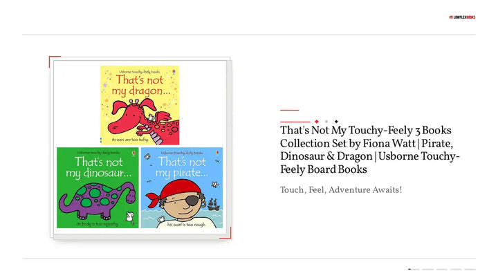 That's Not My Touchy-Feely 3 Books Collection Set by Fiona Watt | Pirate, Dinosaur &amp; Dragon | Usborne Touchy-Feely Board Books by@Outfy