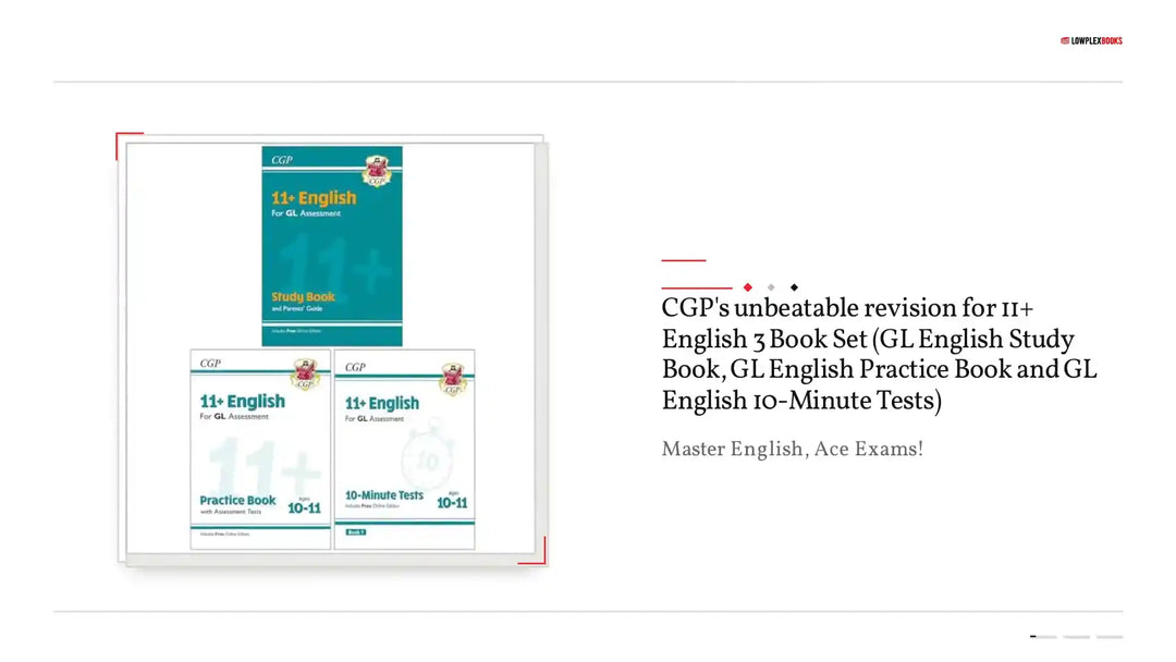 CGP's unbeatable revision for 11+ English 3 Book Set (GL English Study Book, GL English Practice Book and GL English 10-Minute Tests) by@Outfy