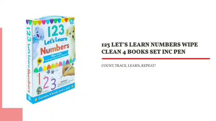 123 Let's Learn Numbers Wipe Clean 4 Books Set inc Pen by@Outfy