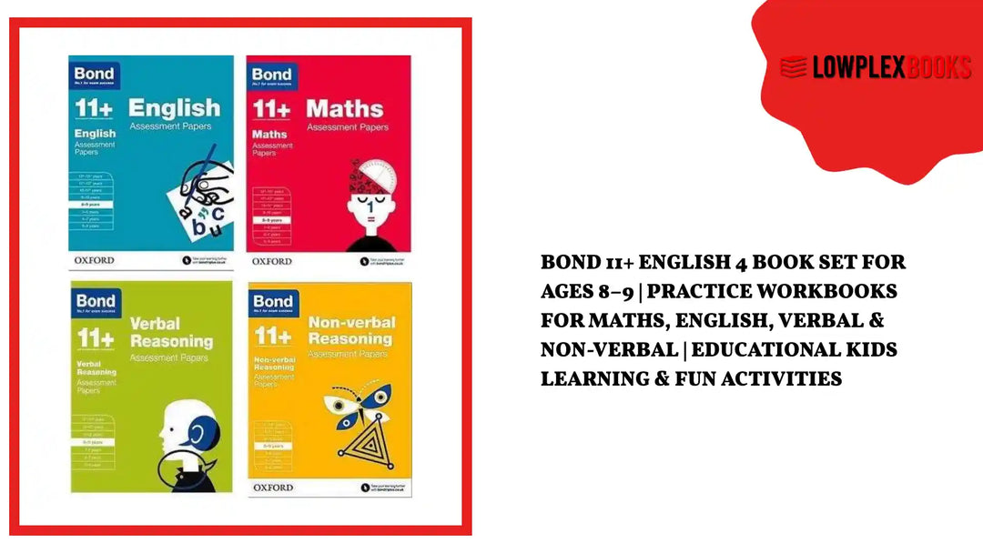 Bond 11+ English 4 Book Set for Ages 8&ndash;9 | Practice Workbooks for Maths, English, Verbal &amp; Non-Verbal | Educational Kids Learning &amp; Fun Activities by@Outfy