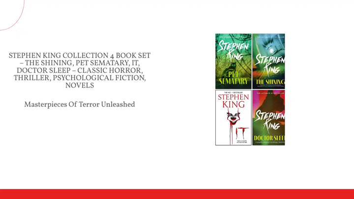 Stephen King Collection 4 Book Set &ndash; The Shining, Pet Sematary, IT, Doctor Sleep &ndash; Classic Horror, Thriller, Psychological Fiction, Novels by@Outfy